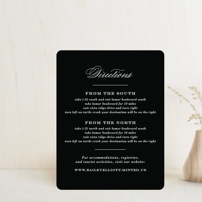 "Downtown" - Direction Cards in Onyx by Lauren Chism - Front