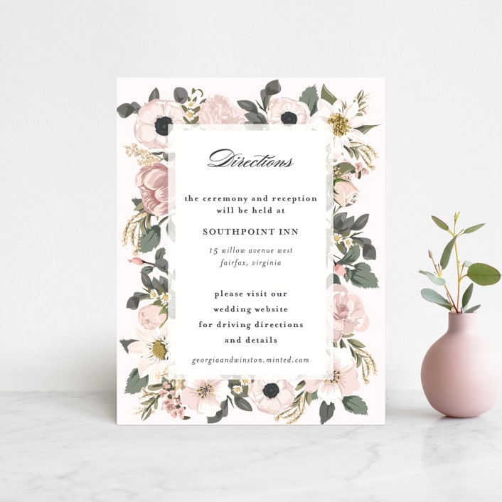 "Spring Botanicals" - Direction Cards in Blush by Susan Moyal - Front