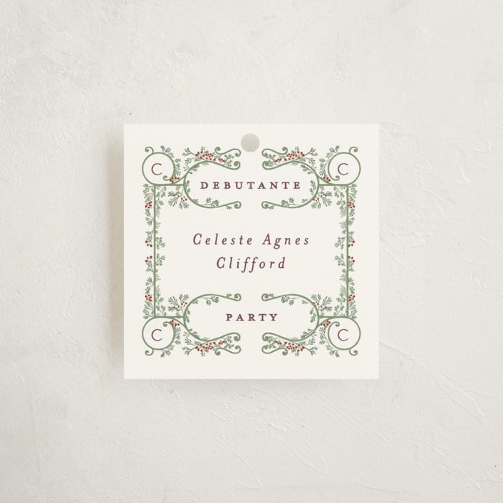 "Sapin" - Debutante Party Favor Tags in Snow by Gwen Bedat - Front