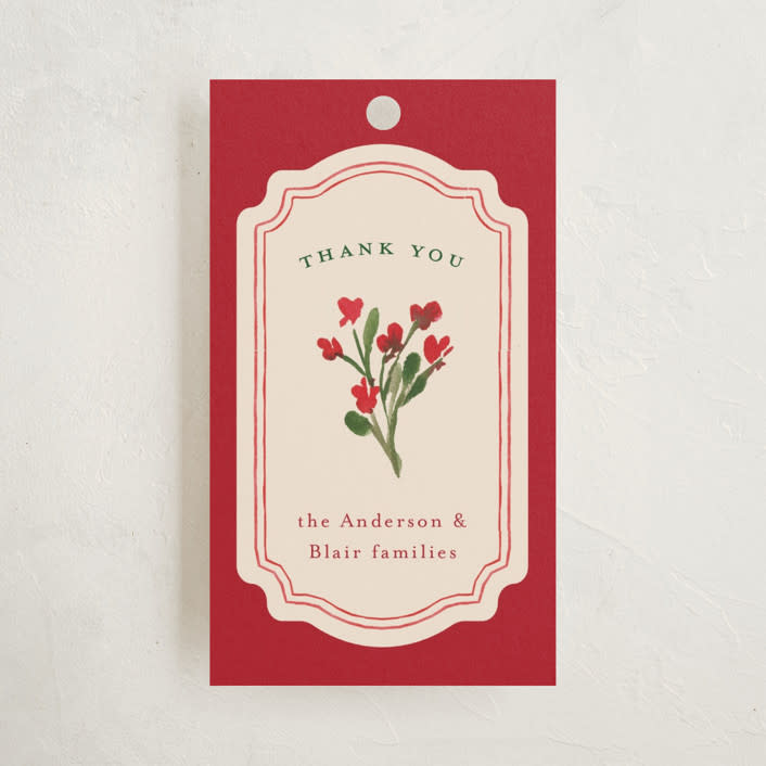 "Regency Vase" - Debutante Party Favor Tags in Ruby by Claudia Orengo - Front