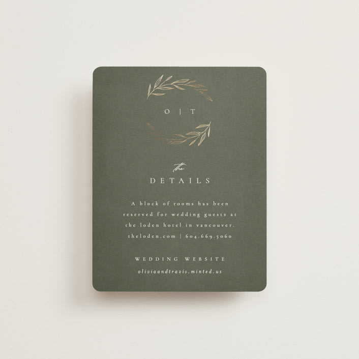 "Leaves" - Direction Cards in Moss by Kelly Schmidt - Front