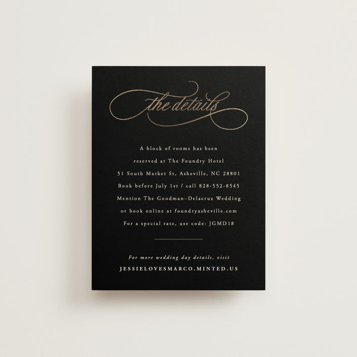 "Black Tie Affair" - Direction Cards in Onyx by Hooray Creative - Front