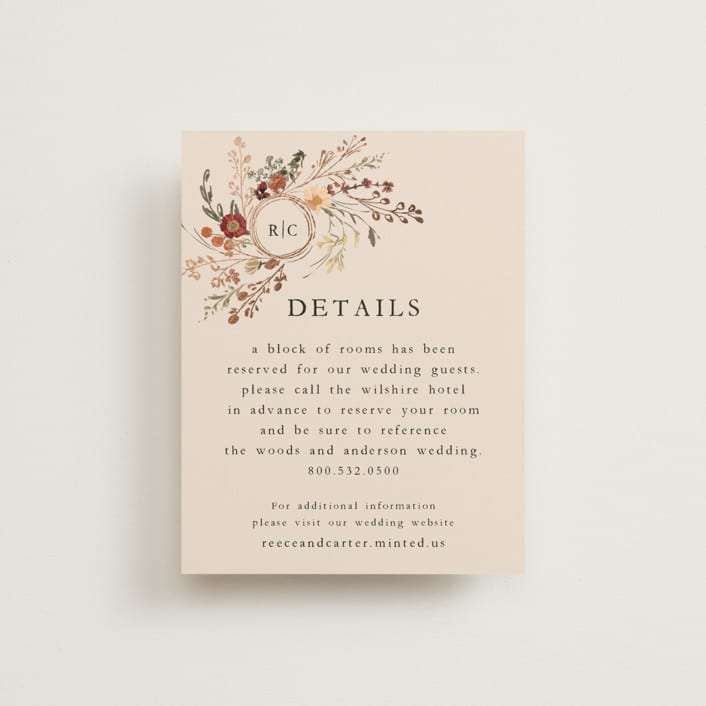 "Monogrammed Floral" - Direction Cards in Harvest by Susan Moyal - Front