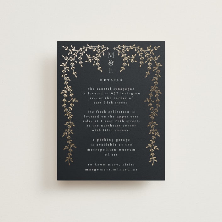 "Beautiful Chuppah" - Direction Cards in Midnight by Ana de Sousa - Front