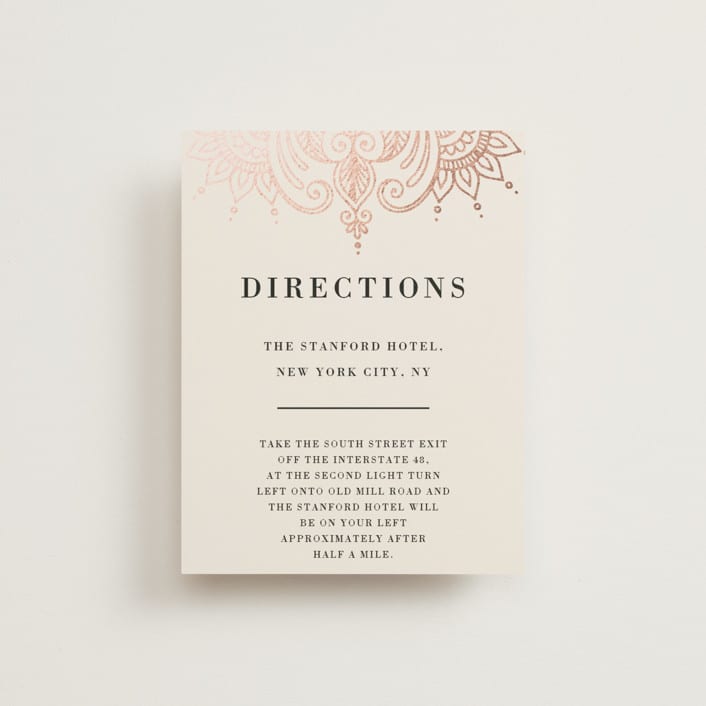 "Regal Mehndi" - Direction Cards in Champagne Rose by Oma N. Ramkhelawan - Front