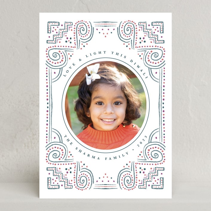 "rangoli frame" - Diwali Cards in Teal by Kanika Mathur - Front