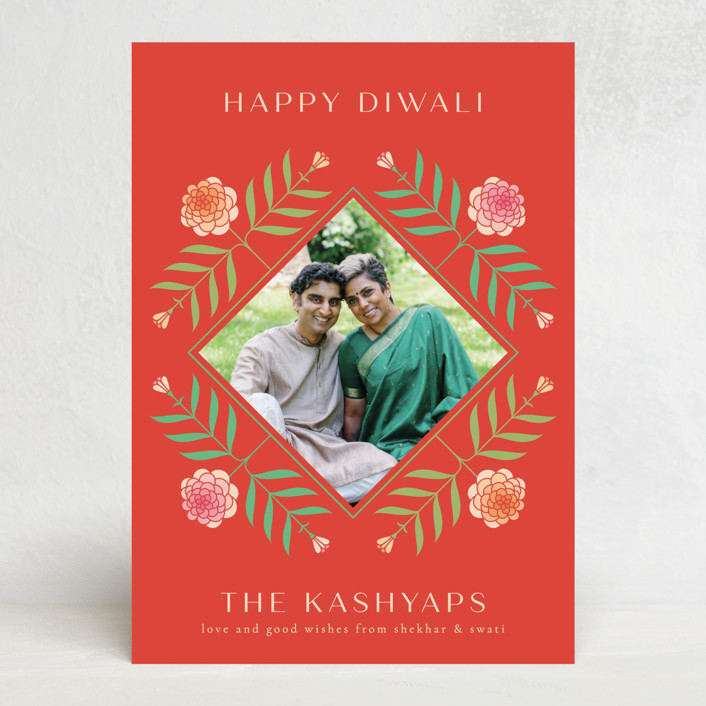 "Floral Frame" - Diwali Cards in Vivid by letterfix - Front