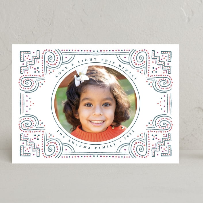 "rangoli frame" - Diwali Cards in Teal by Kanika Mathur - Front
