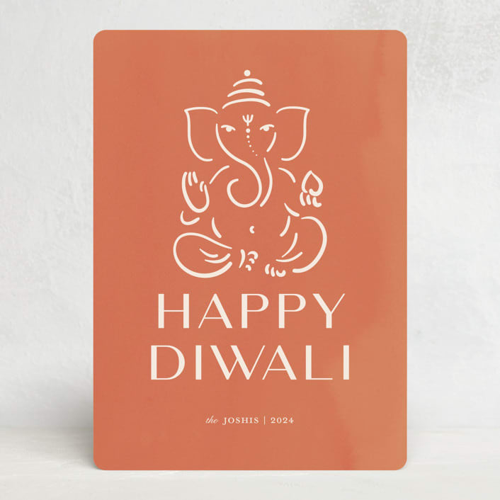 "Diwali Ganesha" - Diwali Cards in Mango by Teju Reval - Front