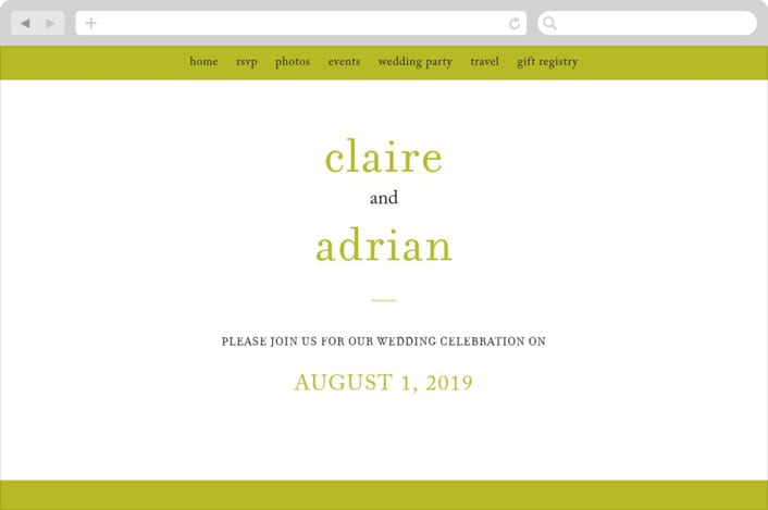 "float + celebrate" - Wedding Website in Celery by Float Paperie - Desktop Design