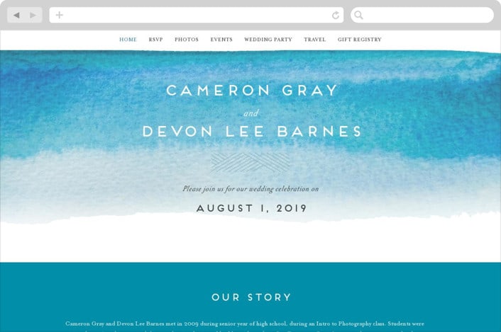 "Tide Pools" - Wedding Website in Sea by Krissy Bengtson - Desktop Design
