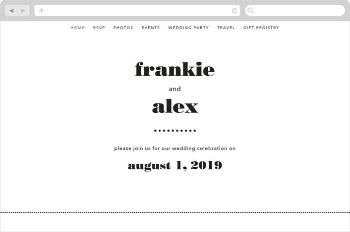 "Letters" - Wedding Website in Silk by JoAnn Jinks - Desktop Design