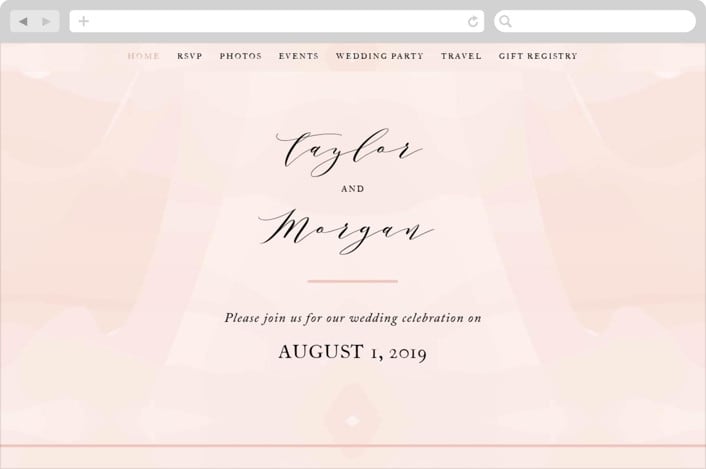 "Formal Watercolor" - Wedding Website in Bashful by Jennifer Postorino - Desktop Design