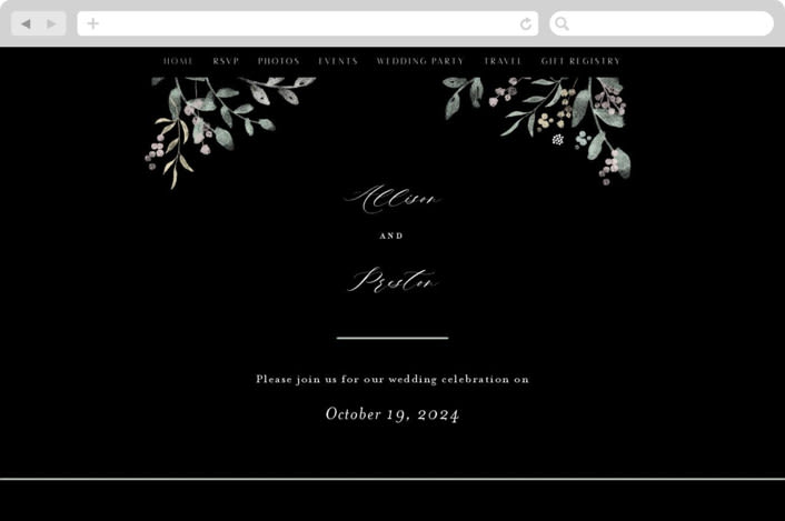 "Enchanted fields" - Wedding Website in Noir by Jennifer Wick - Desktop Design