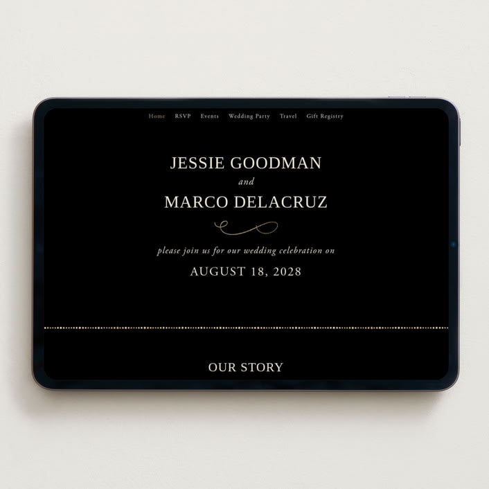 "Black Tie Affair" - Wedding Website in Onyx by Hooray Creative - Desktop Design