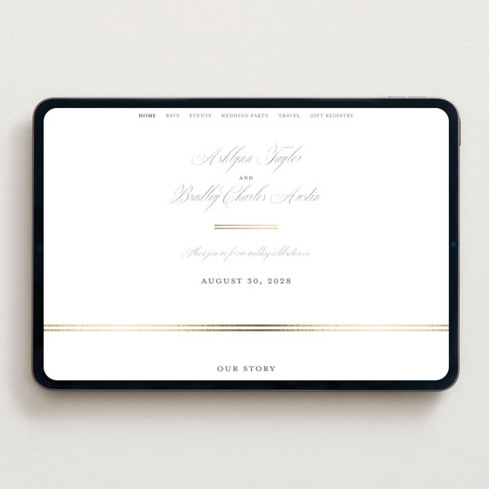 "Formally" - Wedding Website in Mist by Sarah Brown - Desktop Design