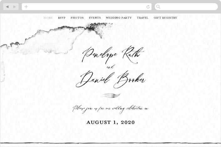 "Inky" - Wedding Website in Ink by Pink House Press - Desktop Design
