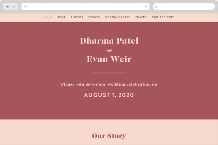 "Headline" - Wedding Website in Rust by Melissa Egan of Pistols - Desktop Design