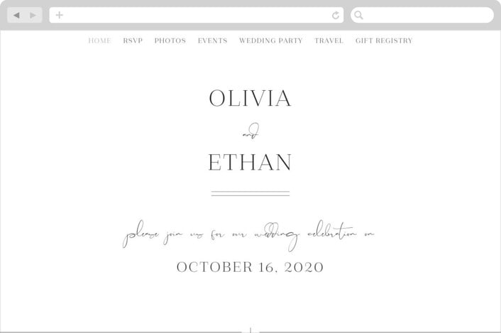 "In Love" - Wedding Website in Ink by Carolyn MacLaren - Desktop Design