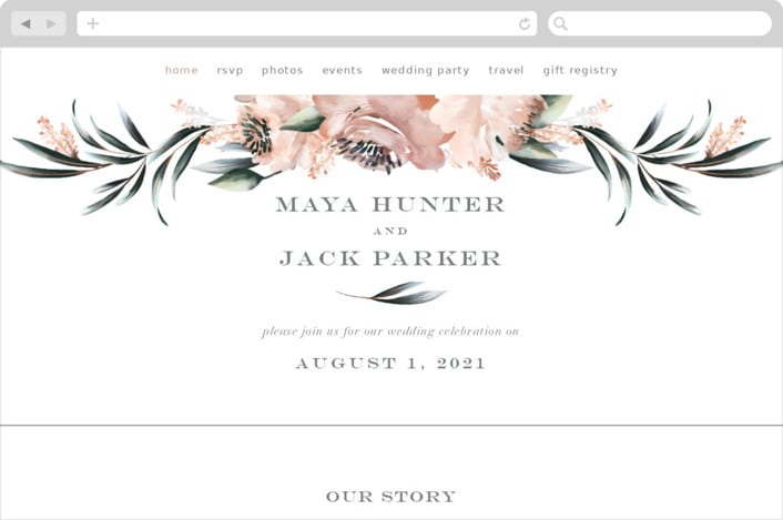 "Maya Rustica" - Wedding Website in Rose by Petra Kern - Desktop Design
