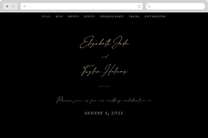 "Desire" - Wedding Website in Tuxedo by Jennifer Postorino - Desktop Design