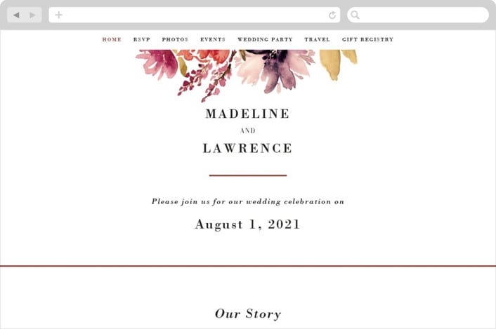 "Autumn Vows" - Wedding Website in Burnt Orange by Chris Griffith - Desktop Design