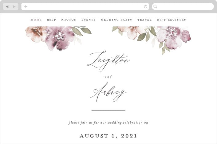 "Fancifully" - Wedding Website in Dust Mauve by Everett Paper Goods - Desktop Design