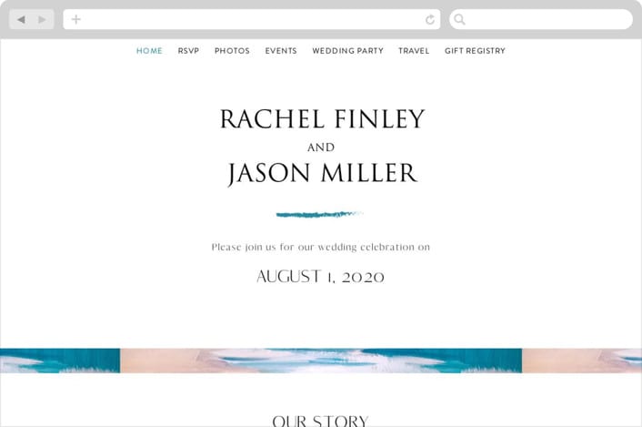 "Sand & Sun" - Wedding Website in Ocean by Nicole Walsh - Desktop Design