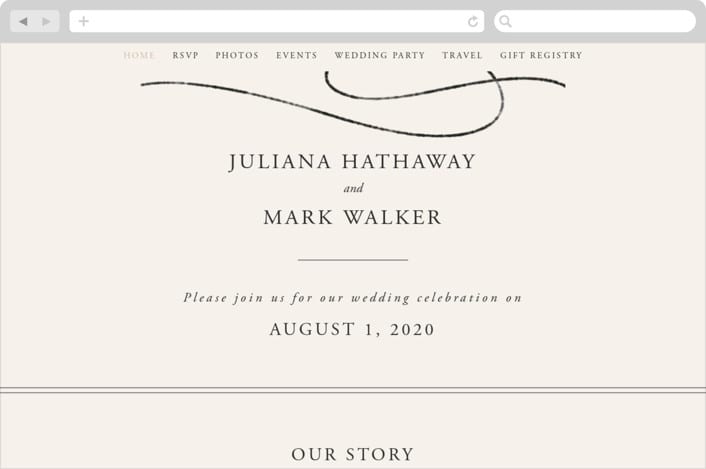 "Fountain Pen" - Wedding Website in Creme by Erin L. Wilson - Desktop Design