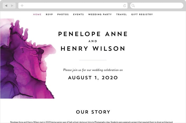 "saturated" - Wedding Website in Plum by Erin Deegan - Desktop Design
