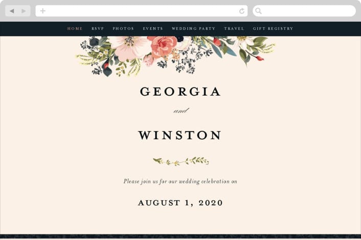 "Spring Botanicals" - Wedding Website in Papaya by Susan Moyal - Desktop Design
