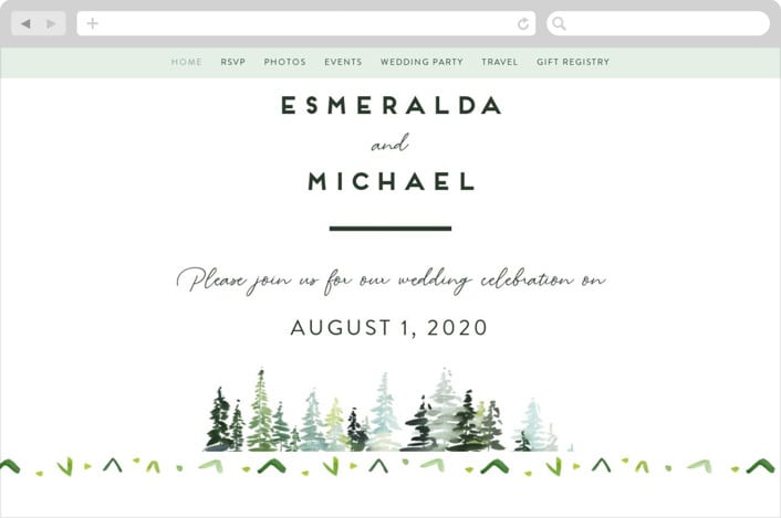 "Evergreens Watercolor" - Wedding Website in Forest by Yao Cheng Design - Desktop Design