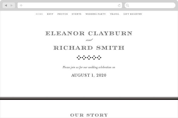 "Diantha" - Wedding Website in Ink by Kimberly Morgan - Desktop Design