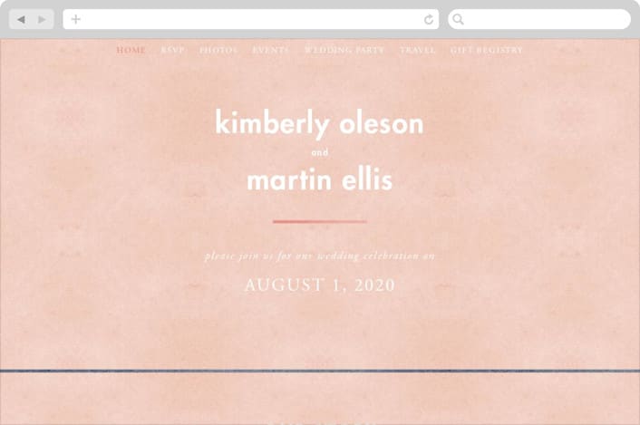 "Contemporary" - Wedding Website in Peony by Liz Conley - Desktop Design
