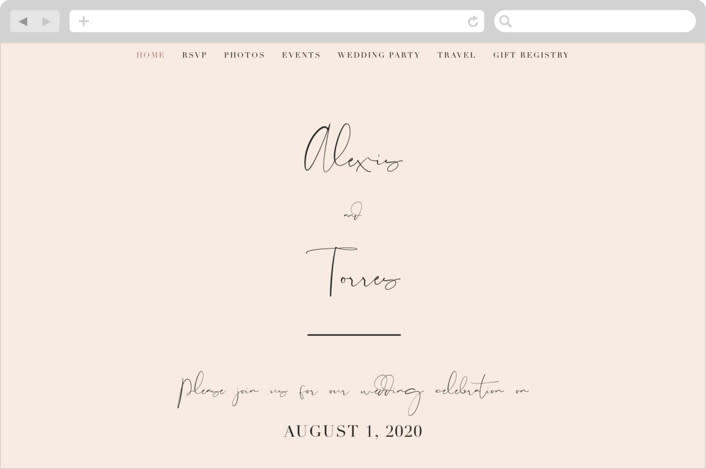 "Just the Two of Us" - Wedding Website in Blush by Jennifer Wick - Desktop Design