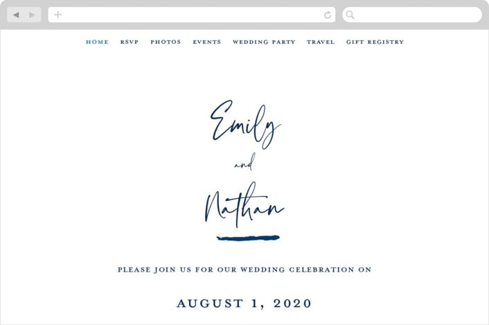 "Semi Formal" - Wedding Website in Navy by Kerry Doyle - Desktop Design
