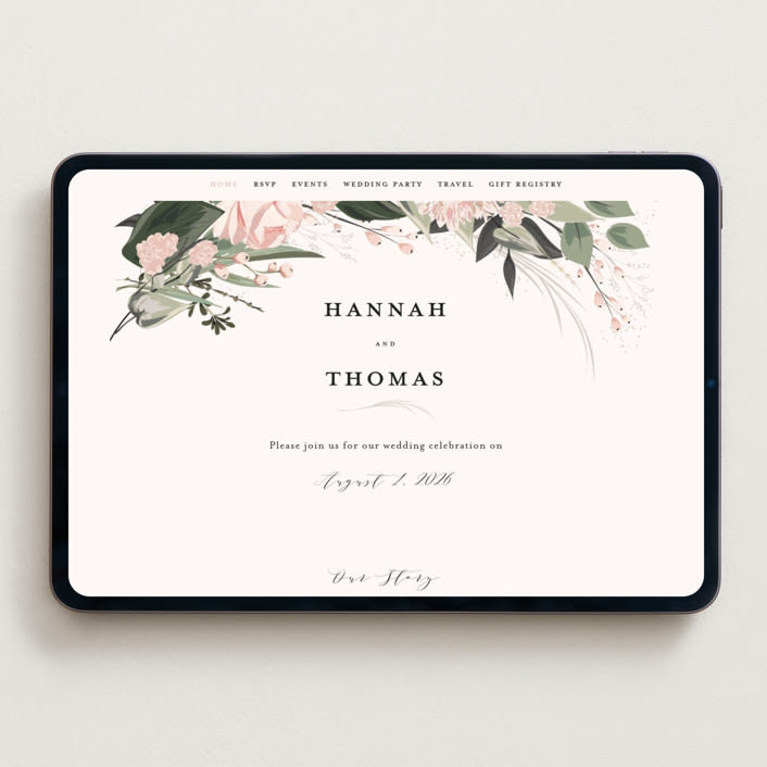 "Ivory Ring" - Wedding Website in Blush by Susan Moyal - Desktop Design