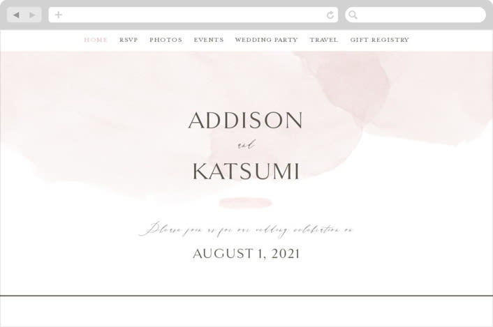 "Softly Layered" - Wedding Website in Blush by Everett Paper Goods - Desktop Design