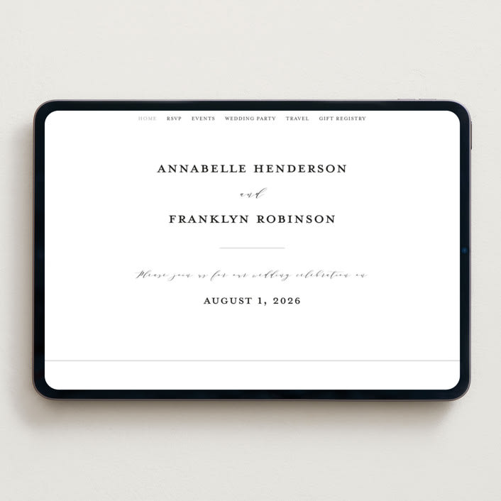 "Classically Us" - Wedding Website in Cotton by Simona Camp - Desktop Design