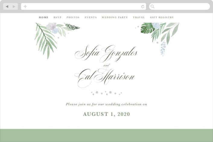 "Botanical Seal" - Wedding Website in Pastel by Kristen Smith - Desktop Design