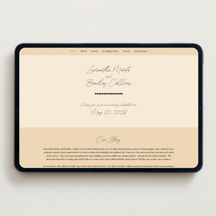 "French Whimsy Script" - Wedding Website in Champagne by Wallace Design Co. - Desktop Design
