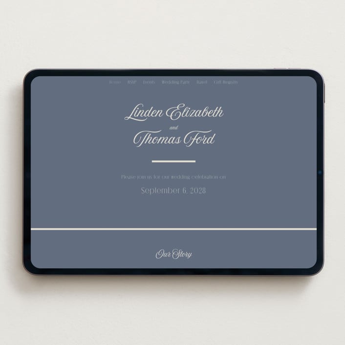 "Ritzy" - Wedding Website in French Blue by Nicoletta Savod - Desktop Design