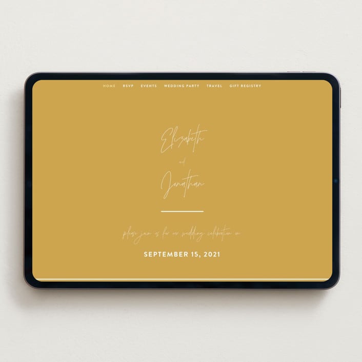 "Marked" - Wedding Website in Mustard by JoAnn Jinks - Desktop Design