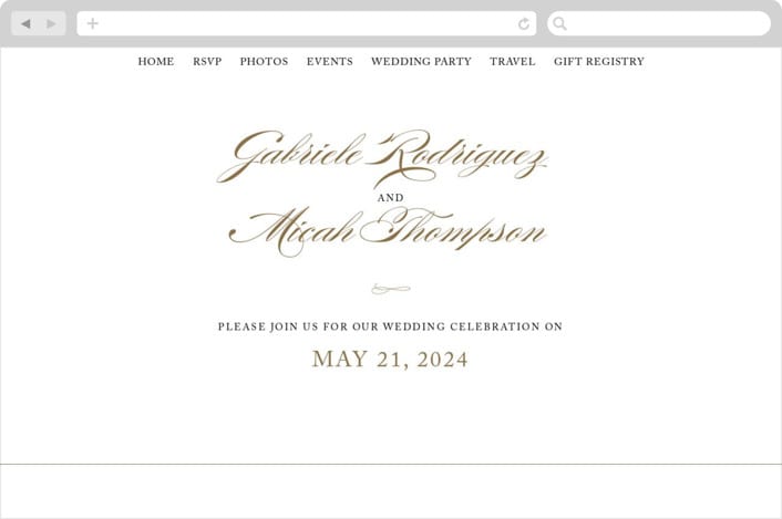 "Flourish" - Wedding Website in Antique by Jennifer Postorino - Desktop Design