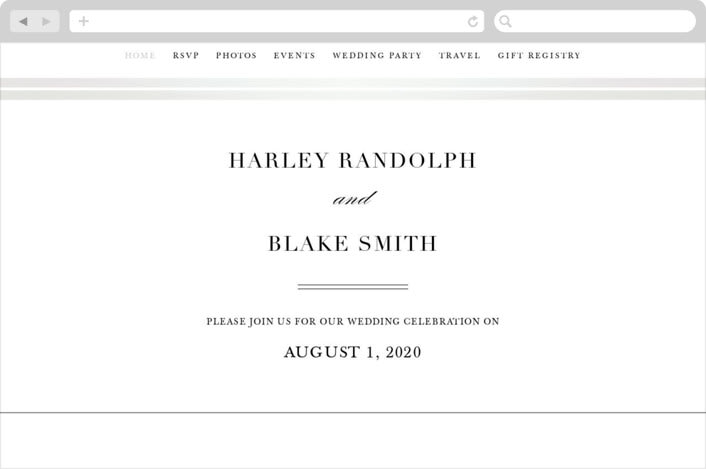 "Gilded Frame" - Wedding Website in Snow by Stacey Meacham - Desktop Design