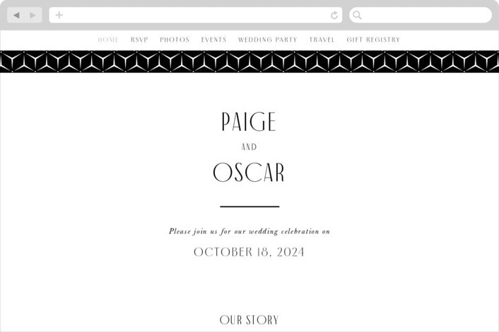 "Arcadia" - Wedding Website in Onyx by Jennifer Wick - Desktop Design