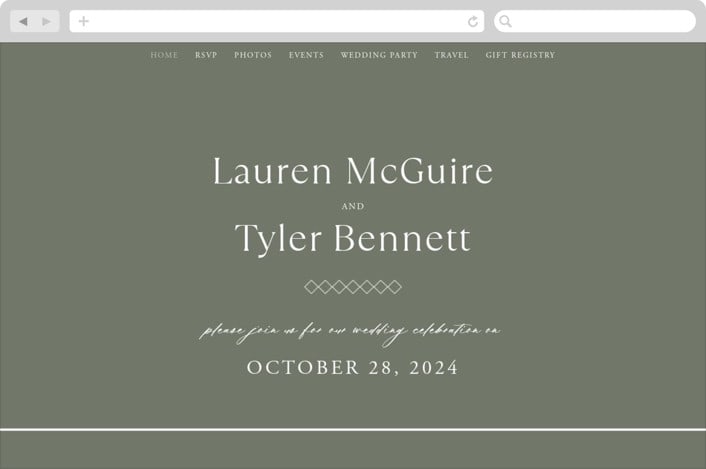 "Modern Bookmark" - Wedding Website in Cactus by Jill Means - Desktop Design