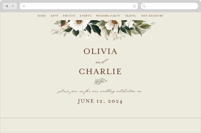 "A Garden Wedding" - Wedding Website in Magnolia by Chris Griffith - Desktop Design