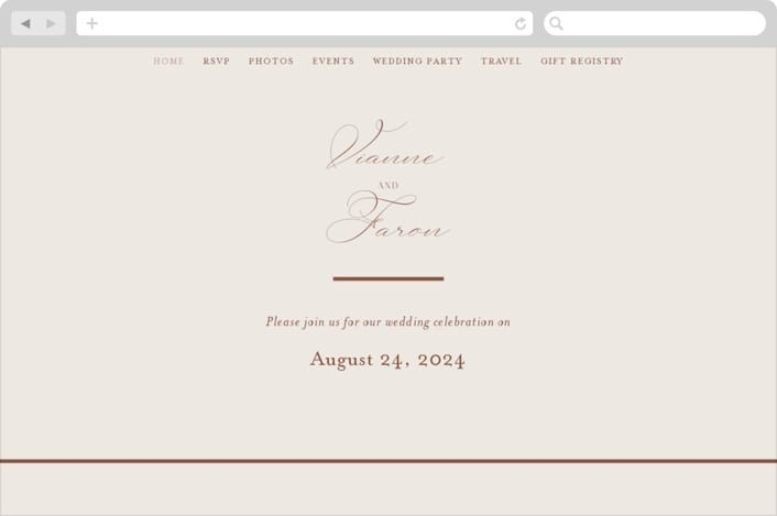 "Delicate Names" - Wedding Website in Buttercream by Jessica Williams - Desktop Design
