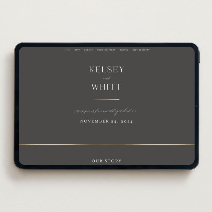 "Over Monogram" - Wedding Website in Stormy by Jessica Williams - Desktop Design
